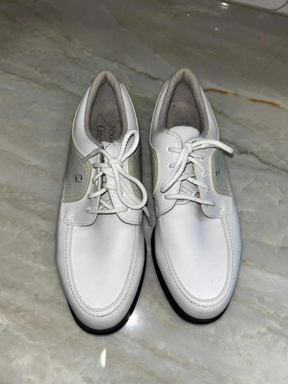 FootJoy‎ GreenJoys Golf Shoes Men’s 7M White Grey Spiked Oxford Cleats 48704